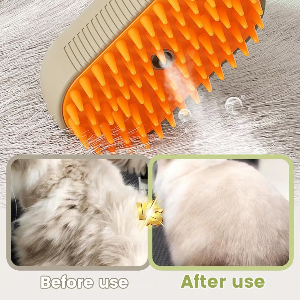 3-in-1 Pet Steam Brush | Nano Mist Grooming Brush for Cats & Dogs