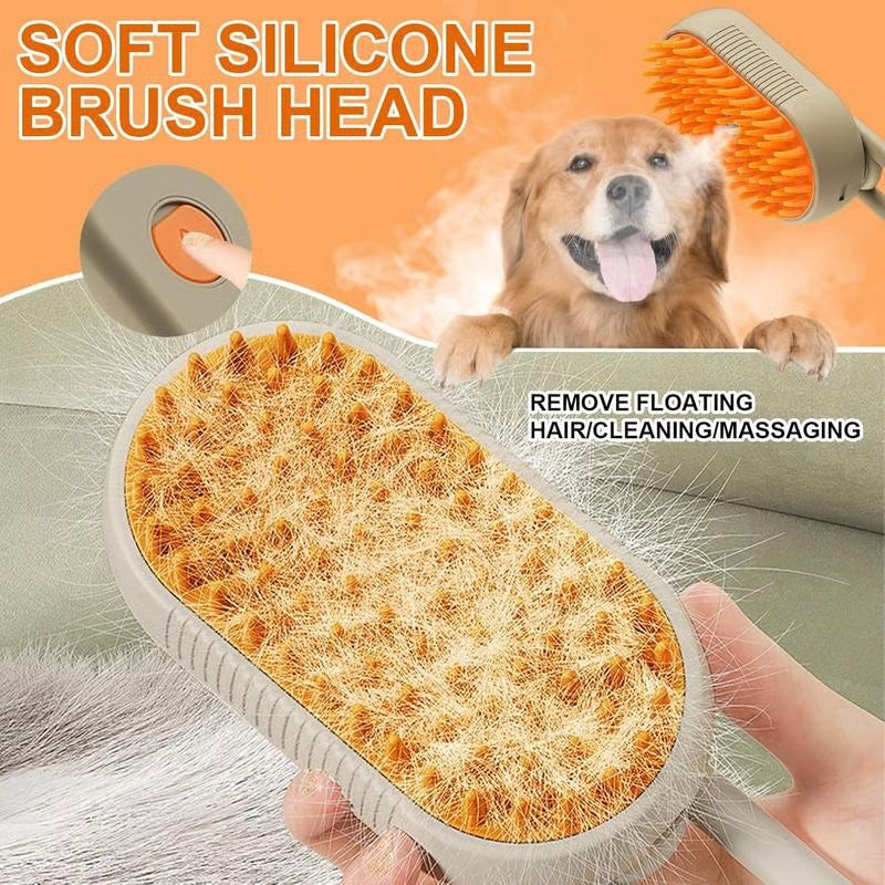 3-in-1 Pet Steam Brush | Nano Mist Grooming Brush for Cats & Dogs