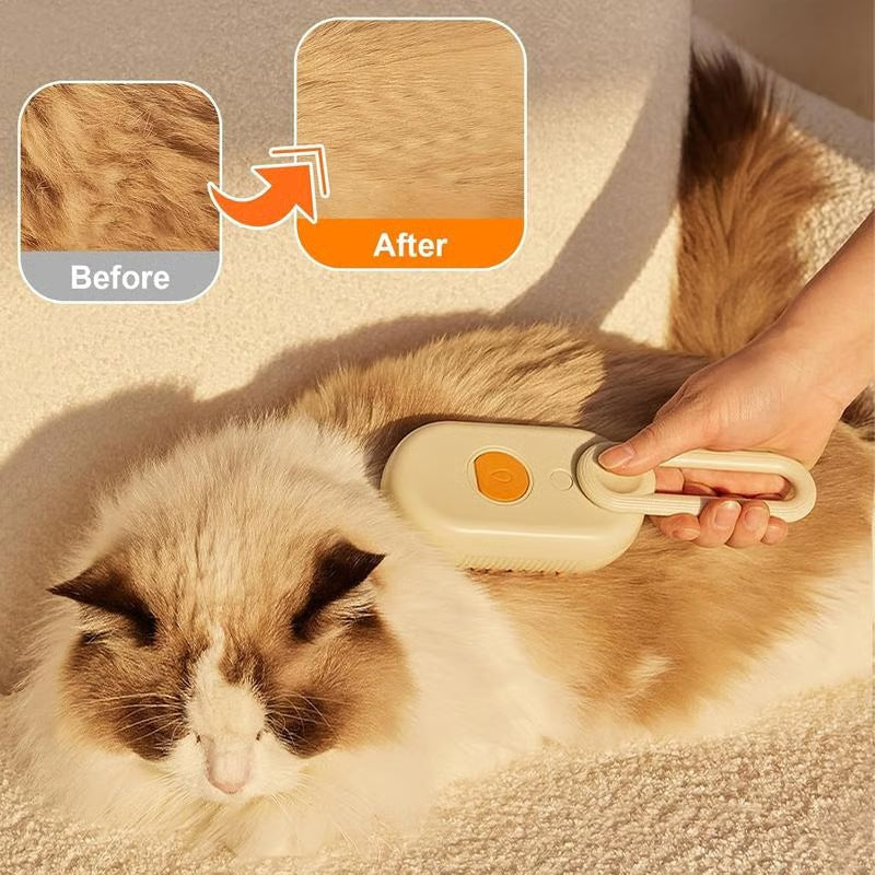 3-in-1 Pet Steam Brush | Nano Mist Grooming Brush for Cats & Dogs