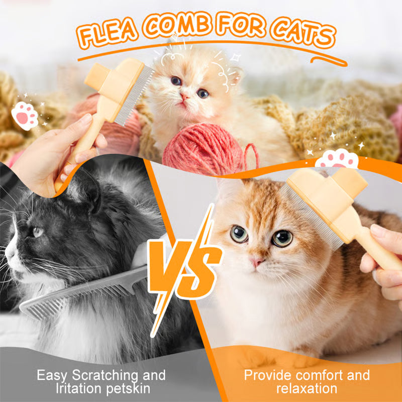 Self-Cleaning Pet Flea Comb & Grooming Brush